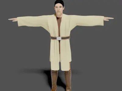 Jedi-rigged and animated Low-poly 3D model