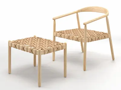Fay Lounge Chair and Ottoman 3D model