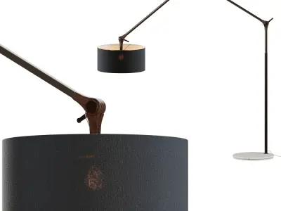 Modern Adjustable Floor Lamp 3D Model  Drum Shade Standing Light 3D model