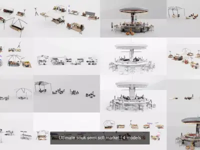 Ultimate souk semi scfi market 3D Model Pack
