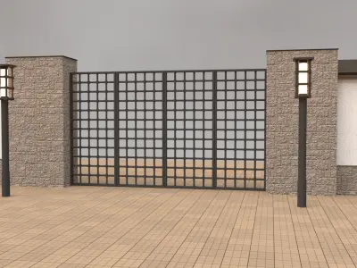 Modular round walls and gates 3D model