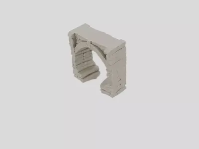 Fantasy Stone Bridge Pillar Ruin for 3D print Low-poly 3D model
