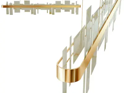 HONICE modern pendant light in brass and glass 3D model