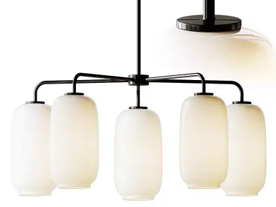 Sculptural Glass 5-Light Pebble Chandelier - Milk 3D model