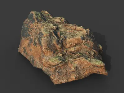 Low poly Brown Moss Rock B 210217 Low-poly 3D model