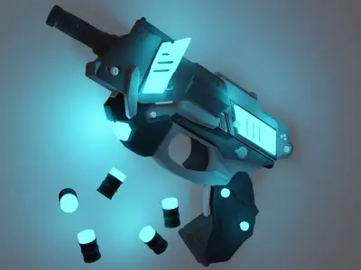 Pistol gun with lights 3D print model