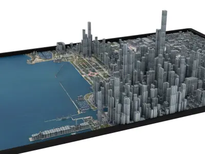 City of Chicago Low-poly 3D model