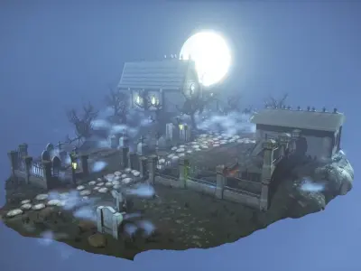 Stylized Graveyard Environment Modular Pack 3D model