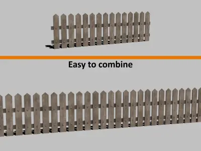 Fence Wood Full Pack Low-poly 3D model