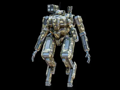  Sci-Fi Combat Mech Exoskeleton With 4 Skins PBR Package 