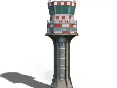 palermo airport traffic control tower Low-poly 3D model
