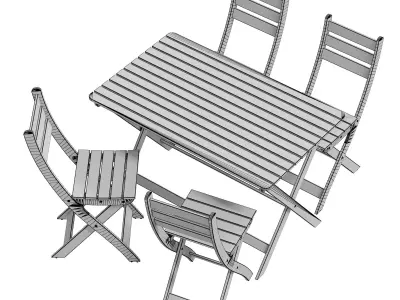 ASKHOLMEN Table 4 outdoor chairs 3D model