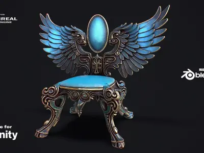 Fantasy Throne 6 game ready 3d model Low-poly 3D model