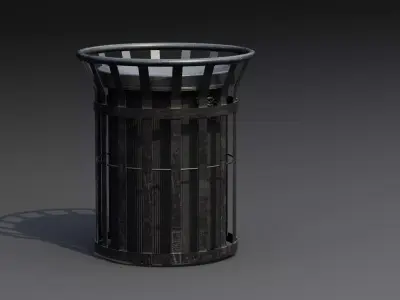 Street Trash Bin 01b Low-poly 3D model
