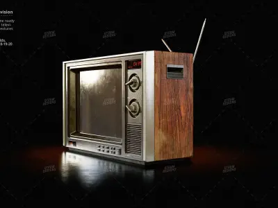 Vintage CRT Television Prop Low Poly PBR UE Textures Low-poly 3D model