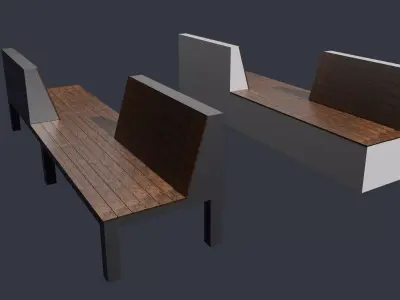 Outdoor park long chairs 3D model