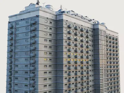 Building Skyscraper City Town Downtown Office Space Work Street Low-poly 3D model 13