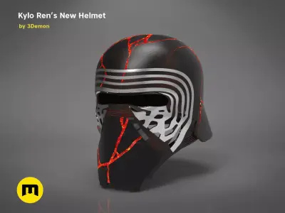 The Kylo Ren helmet destroyed - Star Wars  3D print model