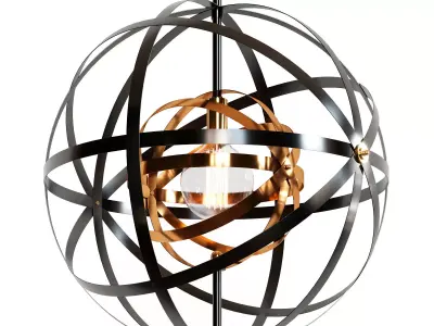 Uttermost Rondure Wide Bronze and Brass Pendant 3D model