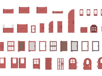 TwindBricks3D - 51 Piece Door Part Collection - Part 1 3D print model