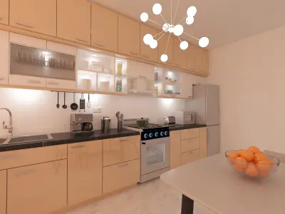 Kitchen window with blinds 3D model