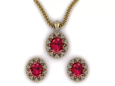 Diamond ruby pendant set 3D print model