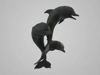 Dolphin statue Low-poly 3D model