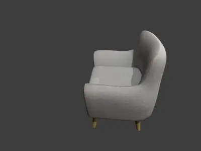 Light Grey Armchair Low-poly 3D model