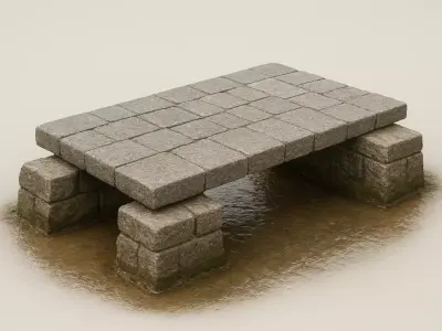 Stone Crossing Low-poly 3D model