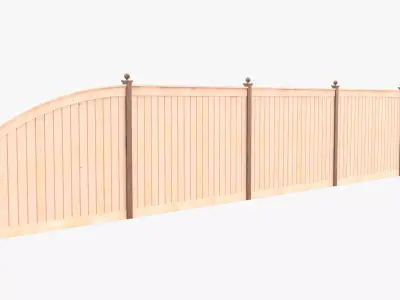 Modular Wooden Fence Low-poly 3D model
