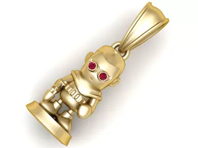 gold robot pendant  3D print model