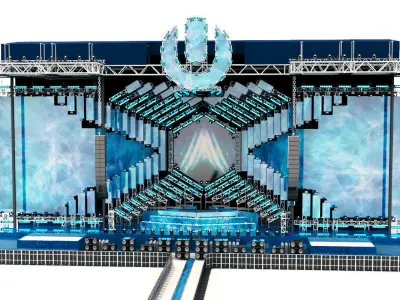 UMF Ultra Music Festival Miami Main Stage 2018 With Pioneer DJM Low-poly 3D model