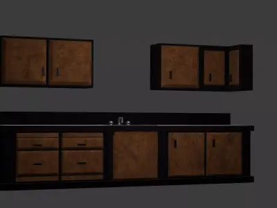 Custom Kitchen Cabinets With Sink  3D model