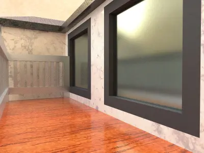 House 3d two story with balconies Low-poly 3D model