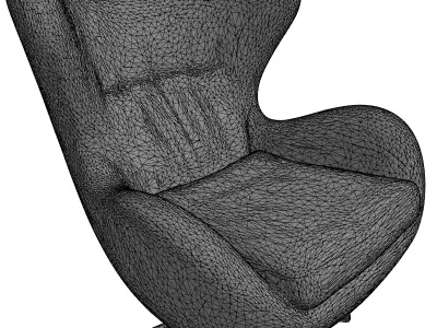 Modern Orange Swivel Egg Chair Low-poly 3D model