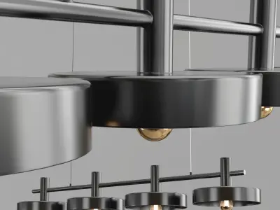 Aloa-L four lights hanging from metal rod 3D model