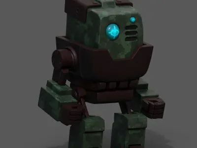 Robot cyborg scifi space millitary fantasy Cartoon design  Low-poly 3D model