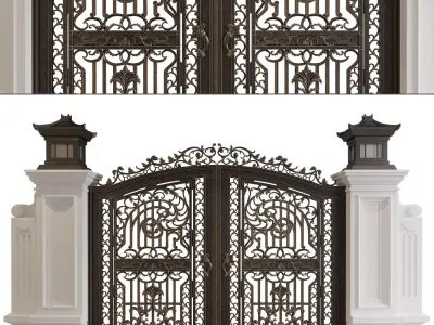 Wrought Iron Gate 3D model set 06 3D model