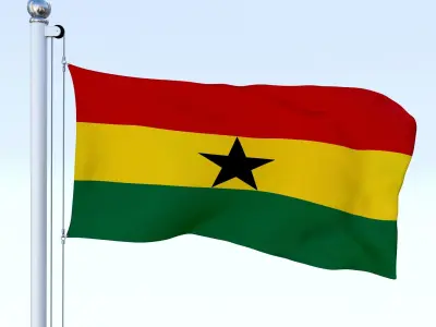 Animated Ghana Flag Low-poly 3D model