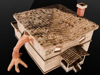 Wooden Monster House Low-poly 3D model