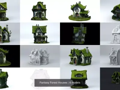 Fantasy Forest Houses 3D Model Pack