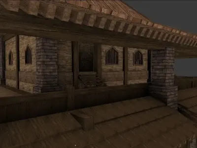 Medieval wood house 3 floors enterable 3D model