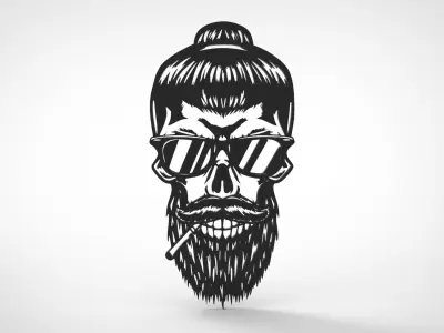 SMOKING SKELETON 3D ART FRAME 3D print model