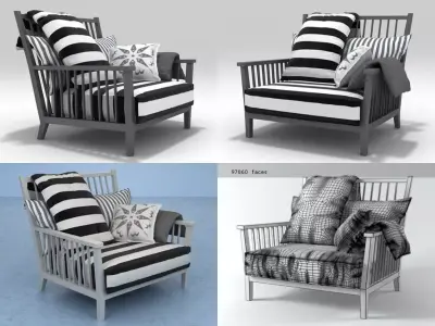 Gray striped lounge chair 3D model