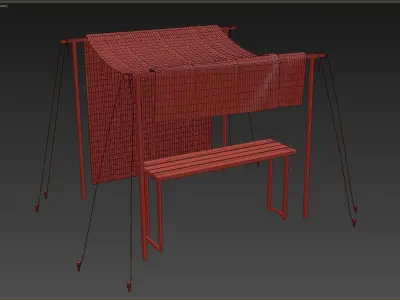 Market Stall Cotton Low-poly 3D model