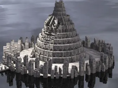 Babylon Tower Sci-Fi version with courtyard 3D model