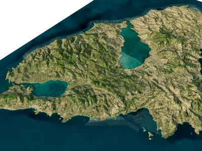 Lesbos Island full 3d model terrain Low-poly 3D model