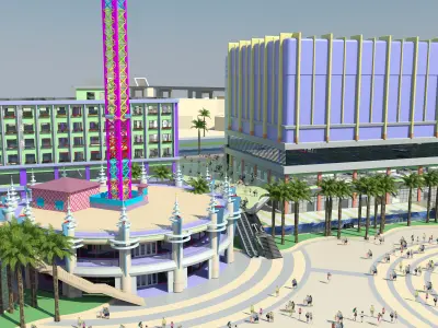 Theme Park Modern street Sci-fi architecture amusement equipment 3D model