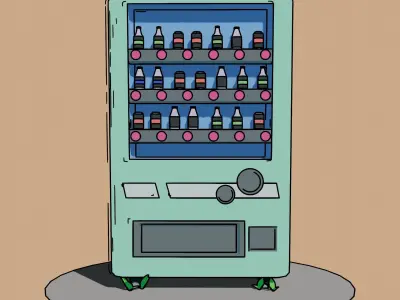 Vending Machine with Toon Shader and Outlines Low-poly 3D model