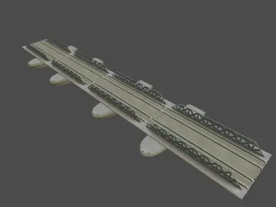 Pontoon bridge Low-poly 3D model
